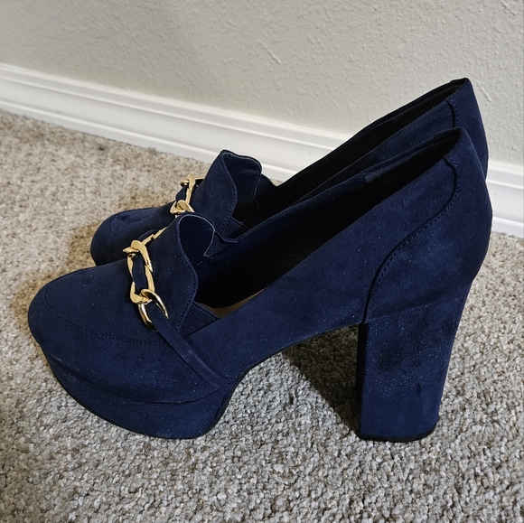 JUSTFAB  Adele Chain Detail Platform Pump - nice blue - Picture 4 of 6